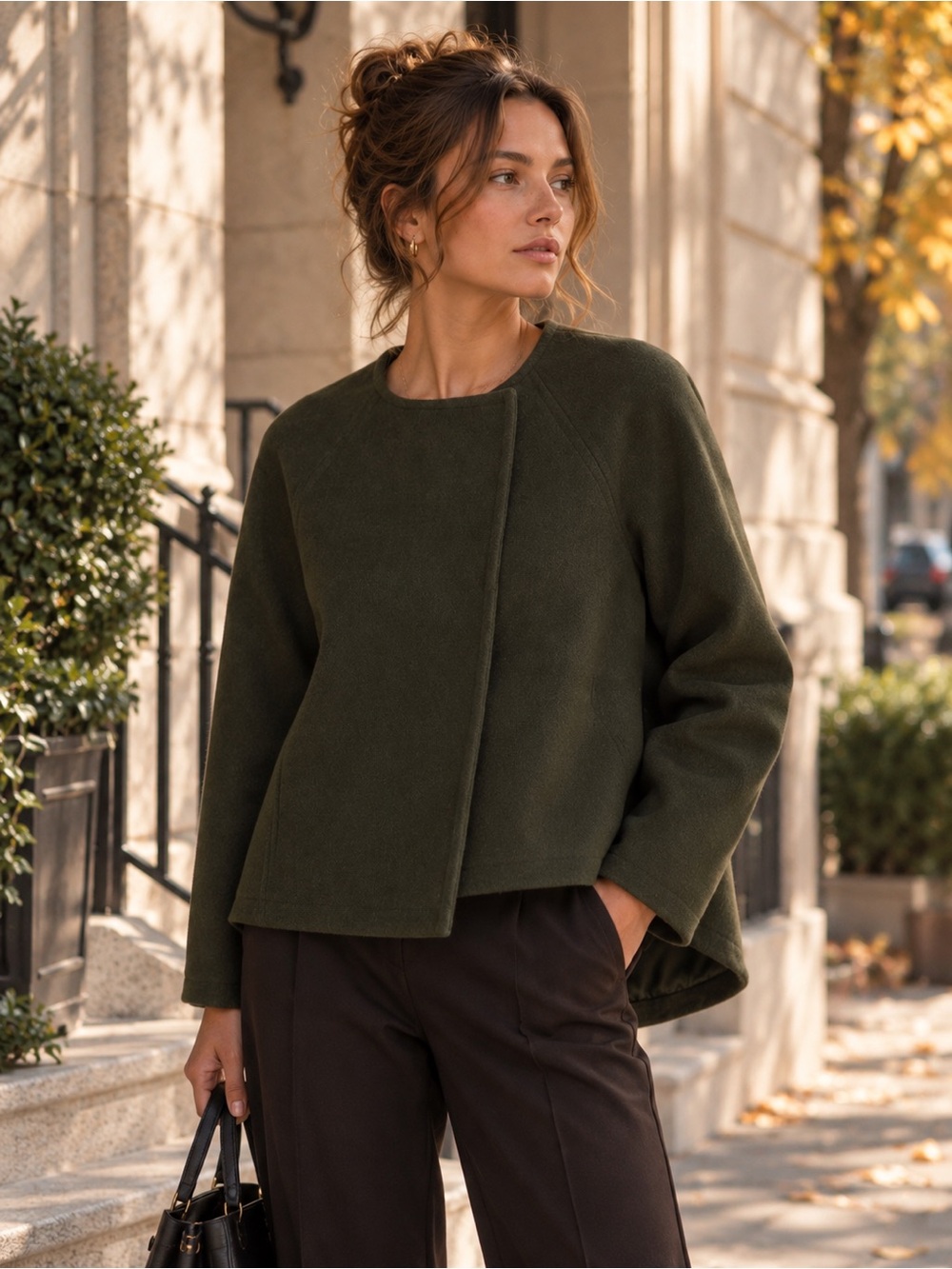 Charlotte Brody NY 100% Wool Silk Lined Olive Green Jacket Small USA